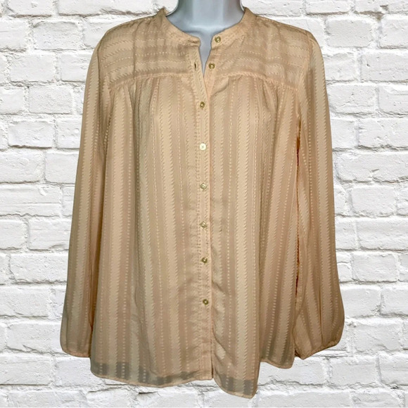 Loft Button-Down Embroidered Dot Blouse - Picture 1 of 4